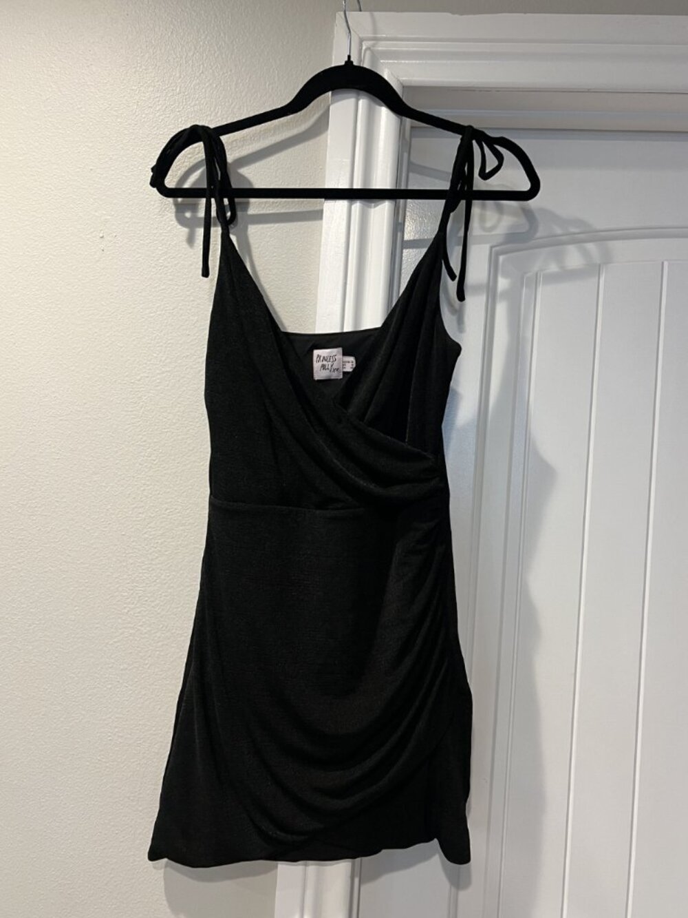 Princess Polly Black Shimmer Ruched Midi Dress Size US 8
